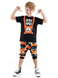 Stay Wild T-Shirt Kamuflaj Kapri Pantolon Takım