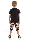 Stay Wild T-Shirt Kamuflaj Kapri Pantolon Takım