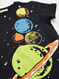 Gezegenler Erkek Çocuk Lacivert T-shirt Mavi Şort Yazlık Takım