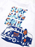 Surf Erkek Çocuk Beyaz T-shirt Tropik Şort Yazlık Takım
