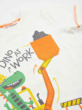 Dino At Work Erkek Çocuk Beyaz T-shirt Gri Kapri Şort Takım
