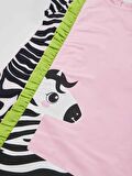 Fırfırlı Zebra Kız Çocuk Pembe Elbise