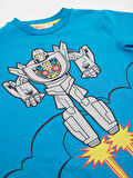 Robot Erkek Çocuk Mavi T-shirt Gri Şort Yazlık Takım