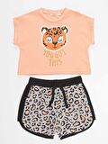 Leopar Kız Çocuk T-shirt Şort Takım