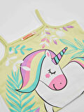 Ormanda Unicorn Kız Çocuk Sarı Askılı T-shirt Turkuaz Şort Takım