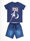 Space Explorer Erkek Çocuk Tshirt Denim Şort Takım