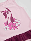 Ceylan Kız Çocuk Pembe T-shirt Mor Tayt Yazlık Takım
