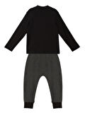 Süper Kahraman Erkek Çocuk Siyah T-shirt Gri Pantolon Takım