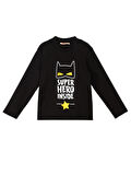 Süper Kahraman Erkek Çocuk Siyah T-shirt Gri Pantolon Takım