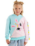 Unicorn Tavşan Pembe Mavi Kız Çocuk Sweatshirt