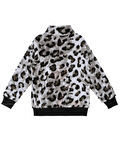 Leoparlı Gri Kız Çocuk Peluş Sweatshirt