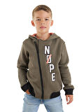 Nope Haki Erkek Çocuk Fermuarlı Kapüşonlu Sweatshirt