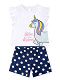 Sim Unicorn Kız Çocuk T-Shirt Poplin Şort Takım