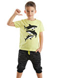 Sharks Erkek Çocuk T-shirt Kapri Şort Takım