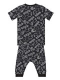 Araba Erkek Çocuk Siyah T-Shirt Kapri Şort Takım