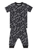 Araba Erkek Çocuk Siyah T-Shirt Kapri Şort Takım