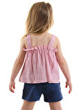 Kız Bebek Çocuk Pembe Müslin Bluz Şort Takım