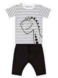 Sevimli Dino Erkek Çocuk T-shirt Kapri Şort Takım