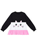 Fırfırlı Beyaz Kedi Kız Çocuk T-shirt Tayt Takım