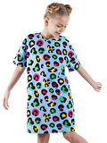 Leopar Kız Çocuk Oversize Elbise