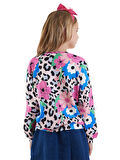 Çiçekli Leopar Kız Çocuk Sweatshirt