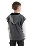 Erkek Çocuk Kapüşonlu Kolsuz Gri Sweatshirt