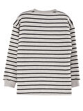 Cool Oversize Çizgili Gri Erkek Çocuk Sweatshirt