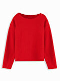 Crop Top Kız Çocuk Kırmızı Sweatshirt