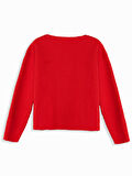 Crop Top Kız Çocuk Kırmızı Sweatshirt