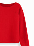 Crop Top Kız Çocuk Kırmızı Sweatshirt