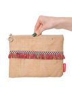 Baghashtag Kırmızı İp Püsküllü Jüt Clutch Bez Çanta