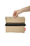 Baghashtag Siyah Püsküllü Renkli Noktalı Jüt Clutch Bez Çanta