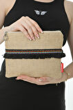 Baghashtag Siyah Püsküllü Renkli Noktalı Jüt Clutch Bez Çanta