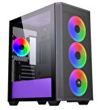 PowerBoost PB-P2252BP USB 3.0, ATX Mesh, Ring ARGB Fan, Mor Kasa