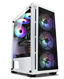 PowerBoost PB-T001BW Full Beyaz Mesh Panel RGB fan kasa  (PSU Yok)