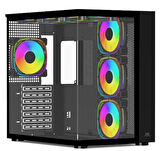 PowerBoost PB-SS02B Sea View USB 3.0, ATX 7 x ARGB Fanlı, Siyah Kasa (PSU Yok)