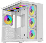 PowerBoost PB-SS02W Sea View USB 3.0, ATX 7 x ARGB Fanlı, Beyaz Kasa (PSU Yok)