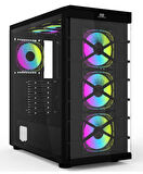 PowerBoost PB-GR222BB USB3.0 Full Siyah Tempered Glass 7xARGB Fanlı kasa (PSU Yok)