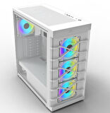 PowerBoost PB-GR222BW USB3.0 Full Beyaz Tempered Glass 7xARGB Fanlı kasa (PSU Yok)