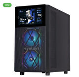 PowerBoost PB-P4367BB USB 3.0, ATX LCD Mesh Panel, ARGB Fan, Siyah Kasa (PSU Yok)