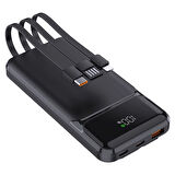 PowerBoost NIGHT 125B 10000mAh 22.5W Dahili Kablolu LCD Siyah Taşınabilir Şarj Cihazı Powerbank