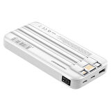 PowerBoost PRIME 130W 10000mAh 22.5W Dahili Kablolu LCD Beyaz Taşınabilir Şarj Cihazı Powerbank