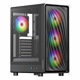 PowerBoost PB-A5065B 650W 80+ Bronz USB 3.2 ARGB eATX Mid Tower Siyah Kasa