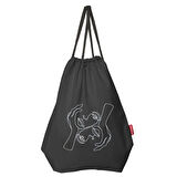 Baghashtag Eller Yüzde Baskılı Ağzı Büzgülü Siyah Sırt Çantası