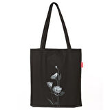 Baghashtag Zambak Baskılı Siyah Bez Çanta