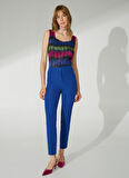 Selen Normal Bel Standart Saks Kadın Pantolon 23YSL5001