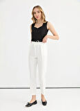 Selen Normal Bel Standart Ekru Kadın Pantolon 25YSL5347