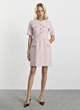 Selen O Yaka Simli Pembe Standart Kadın Elbise 25KSL7700