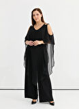 Selen Taşlı Siyah Kadın Tulum 25YSL7648-BB