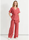 Selen Normal Bel Standart Mercan Kadın Pantolon 25YSL5396